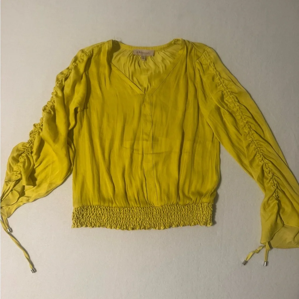 Philosophy Yellow Ruched Blouse